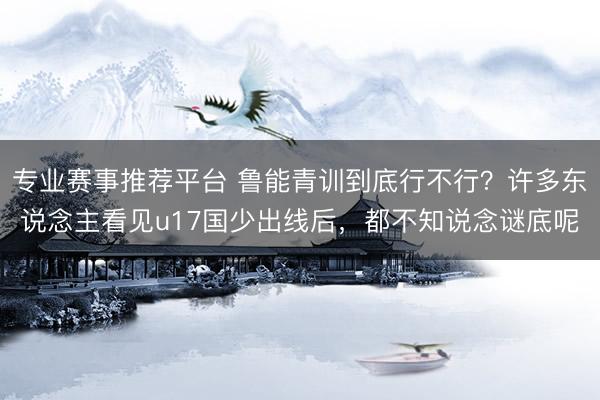 专业赛事推荐平台 鲁能青训到底行不行?许多东说念主看见u17国少出线后,都不知说念谜底呢
