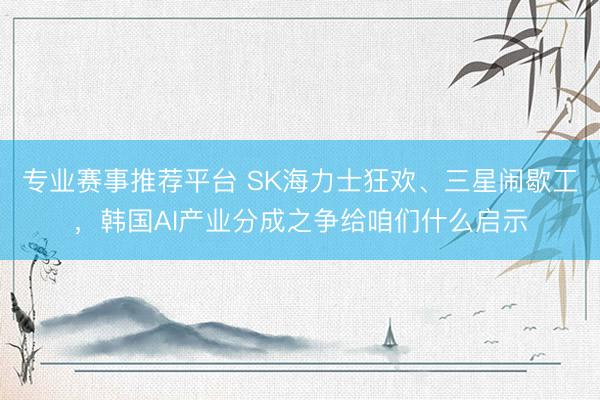 专业赛事推荐平台 SK海力士狂欢、三星闹歇工，韩国AI产业分成之争给咱们什么启示