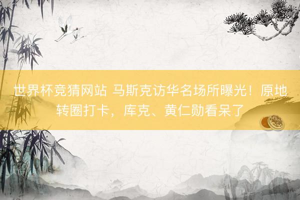 世界杯竞猜网站 马斯克访华名场所曝光！原地转圈打卡，库克、黄仁勋看呆了