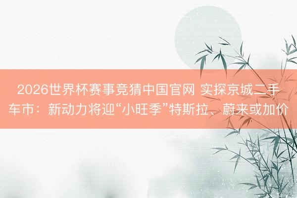 2026世界杯赛事竞猜中国官网 实探京城二手车市：新动力将迎“小旺季”特斯拉、蔚来或加价