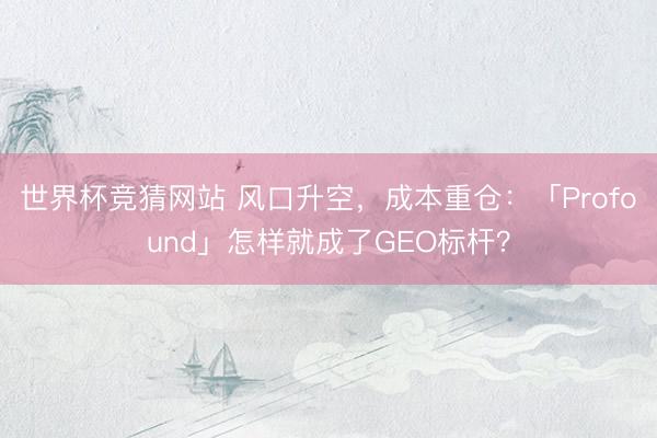 世界杯竞猜网站 风口升空，成本重仓：「Profound」怎样就成了GEO标杆？
