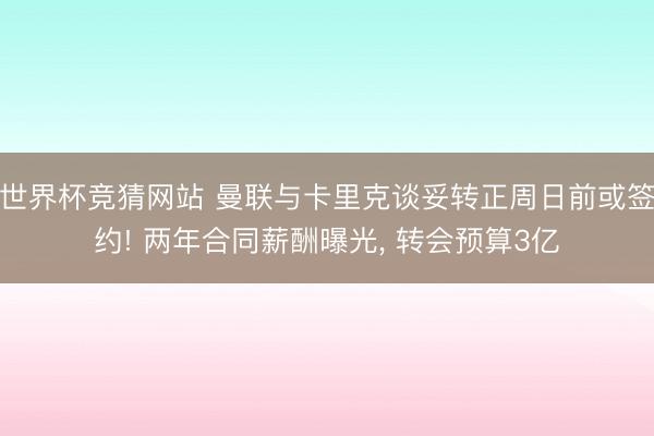 世界杯竞猜网站 曼联与卡里克谈妥转正周日前或签约! 两年合同薪酬曝光， 转会预算3亿