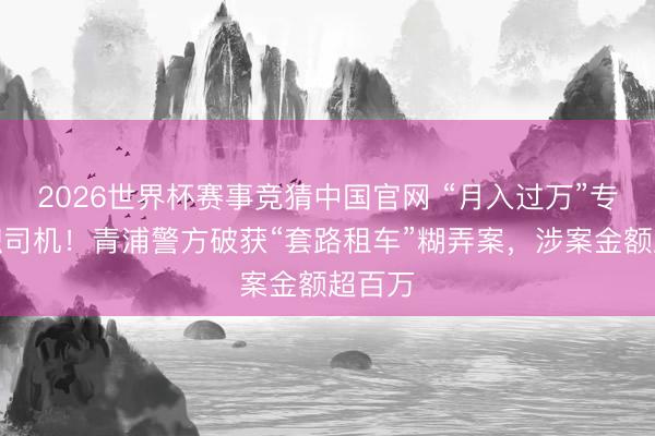 2026世界杯赛事竞猜中国官网 “月入过万”专骗求职司机!青浦警方破获“套路租车”糊弄案,涉案金额超百万