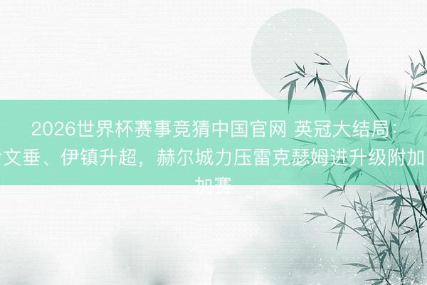 2026世界杯赛事竞猜中国官网 英冠大结局：考文垂、伊镇升超，赫尔城力压雷克瑟姆进升级附加赛