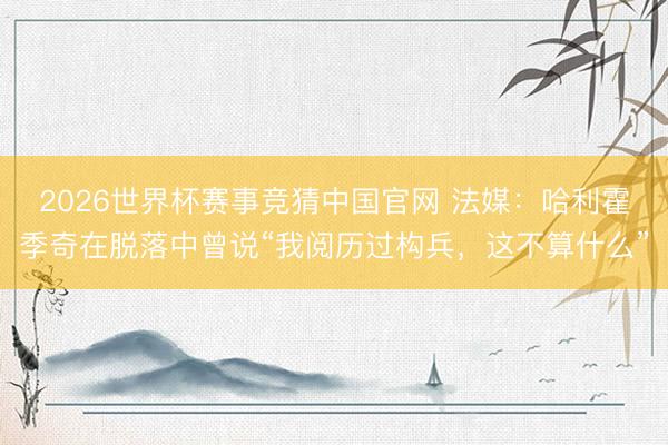 2026世界杯赛事竞猜中国官网 法媒:哈利霍季奇在脱落中曾说“我阅历过构兵,这不算什么”