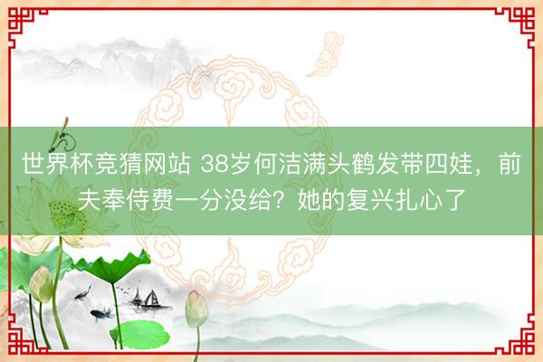 世界杯竞猜网站 38岁何洁满头鹤发带四娃，前夫奉侍费一分没给？她的复兴扎心了