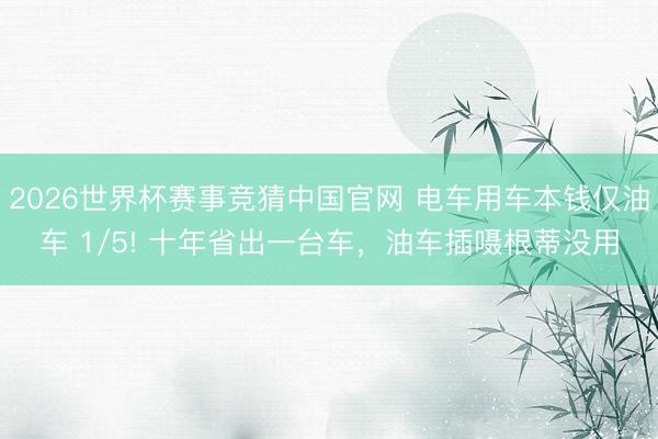2026世界杯赛事竞猜中国官网 电车用车本钱仅油车 1/5! 十年省出一台车，油车插嗫根蒂没用