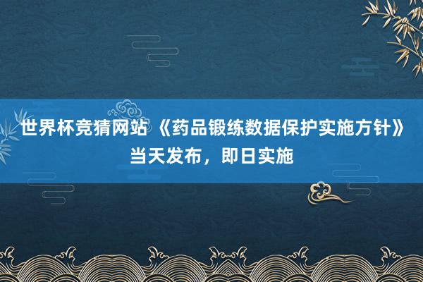 世界杯竞猜网站 《药品锻练数据保护实施方针》当天发布,即日实施